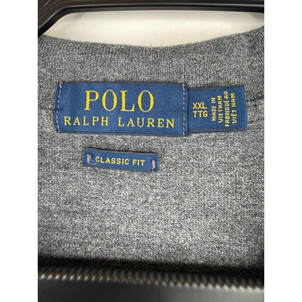 Polo Ralph Lauren Mens XXL Classic Fit Grey Short Sleeve Polo Shirt 100% Cotton